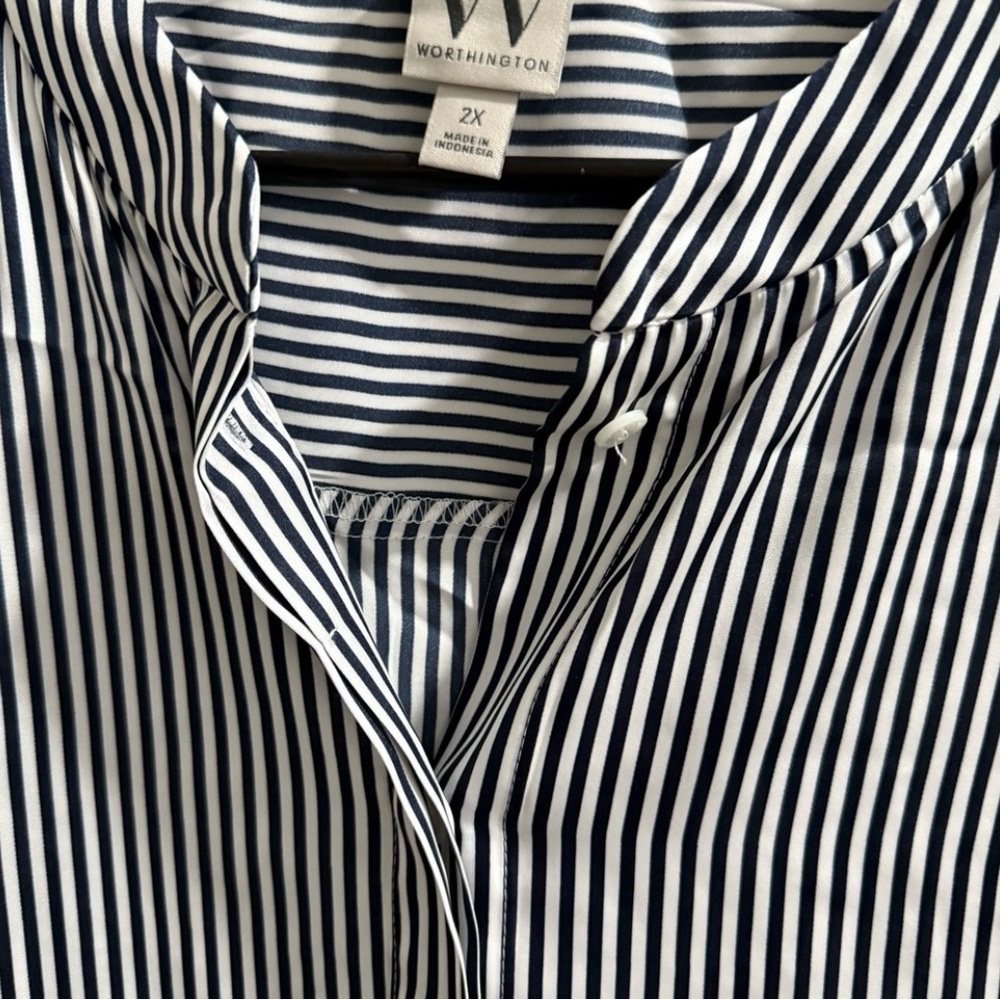 Worthington Black and White Striped Blouse - Picture 2 of 3